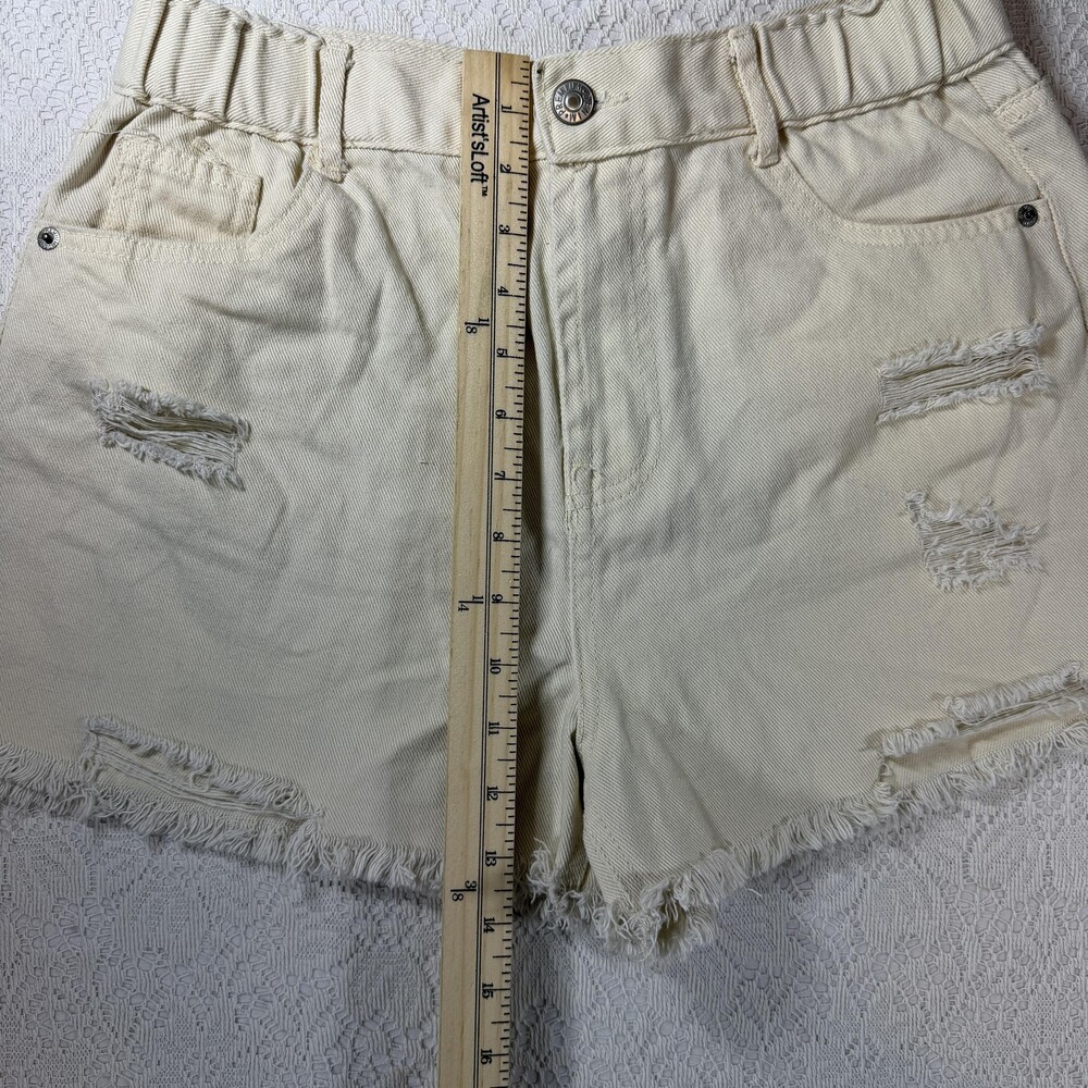 Love Tree Denim Shorts Womens Large White High Rise Distressed Cutoff Frayed Hem - Picture 4 of 9